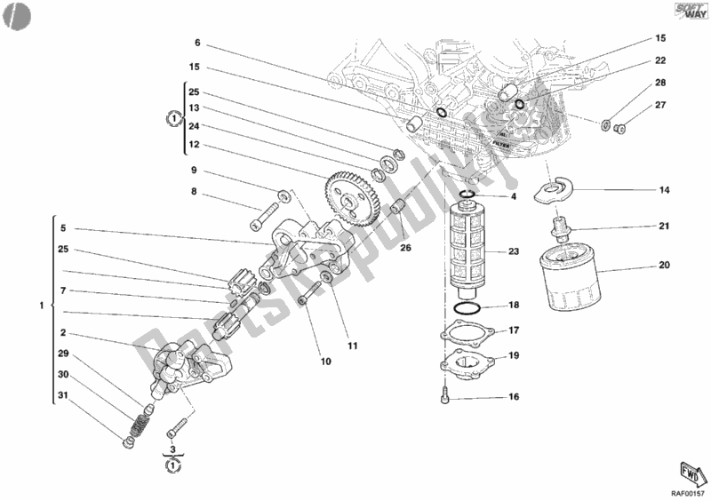 All parts for the Oil Pump - Filter of the Ducati Superbike 998 Final Edition Single-seat 2004